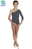 BODY DANZA IN LYCRA MONOSPALLA MANICA TRE QUARTI GRIGIO BAMBINA